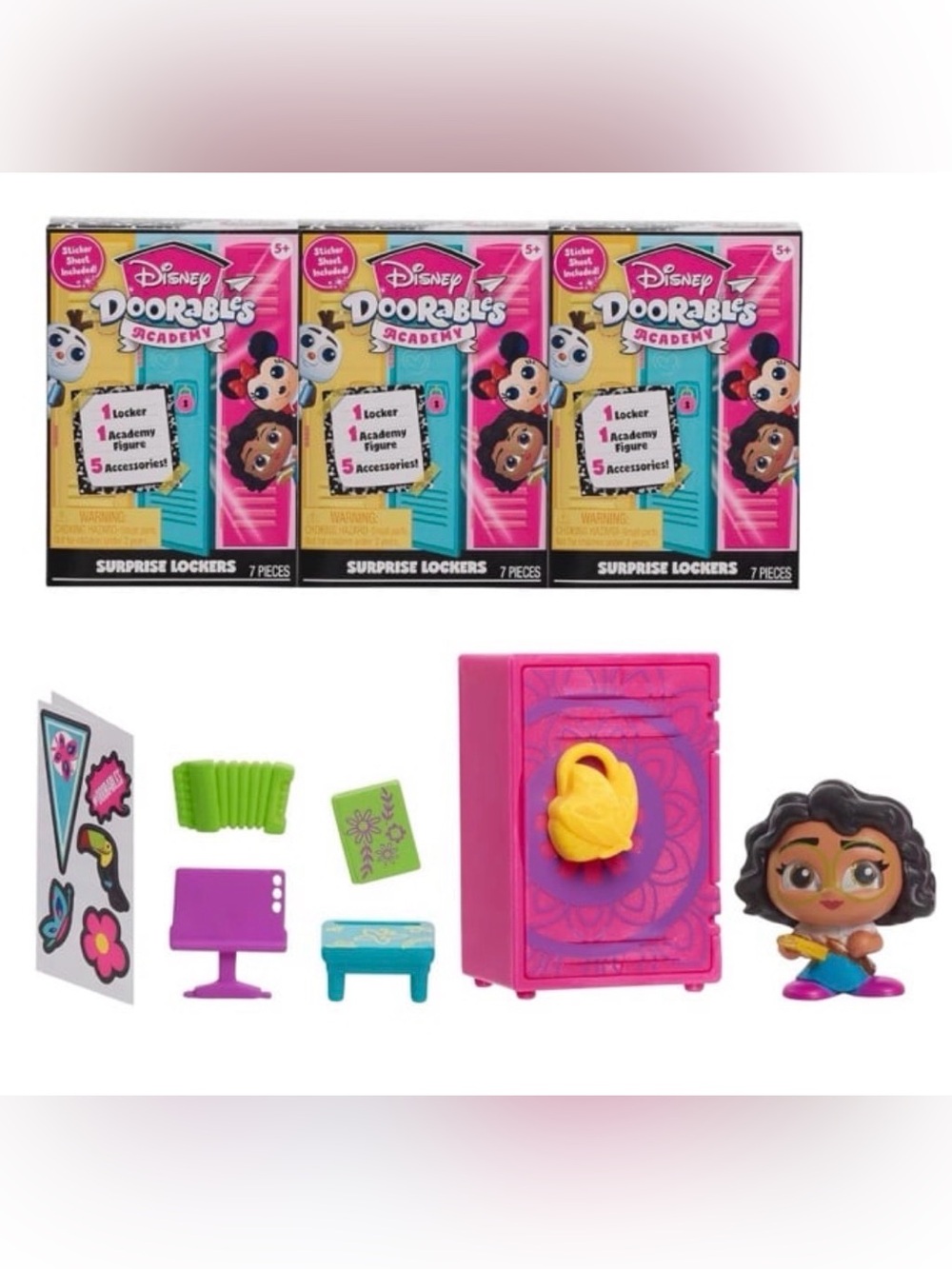 🆕 Disney Doorables Academy Surprise Locker 3 Pack Collectible Figure Set - Seale